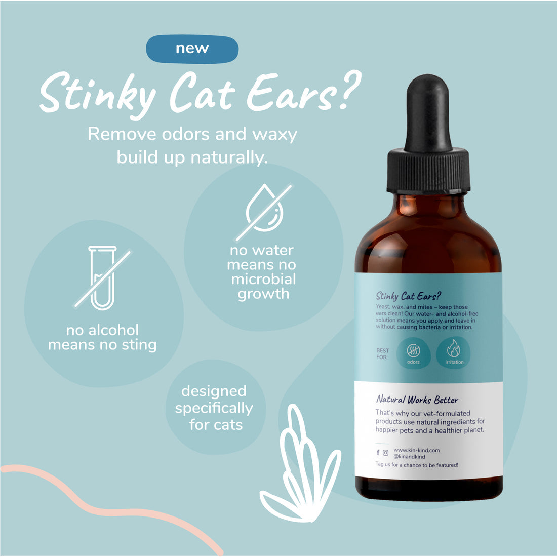 Natural Kitty Ear Cleaner (Leave-in cleanse and relief) for Cats (7556735795442)