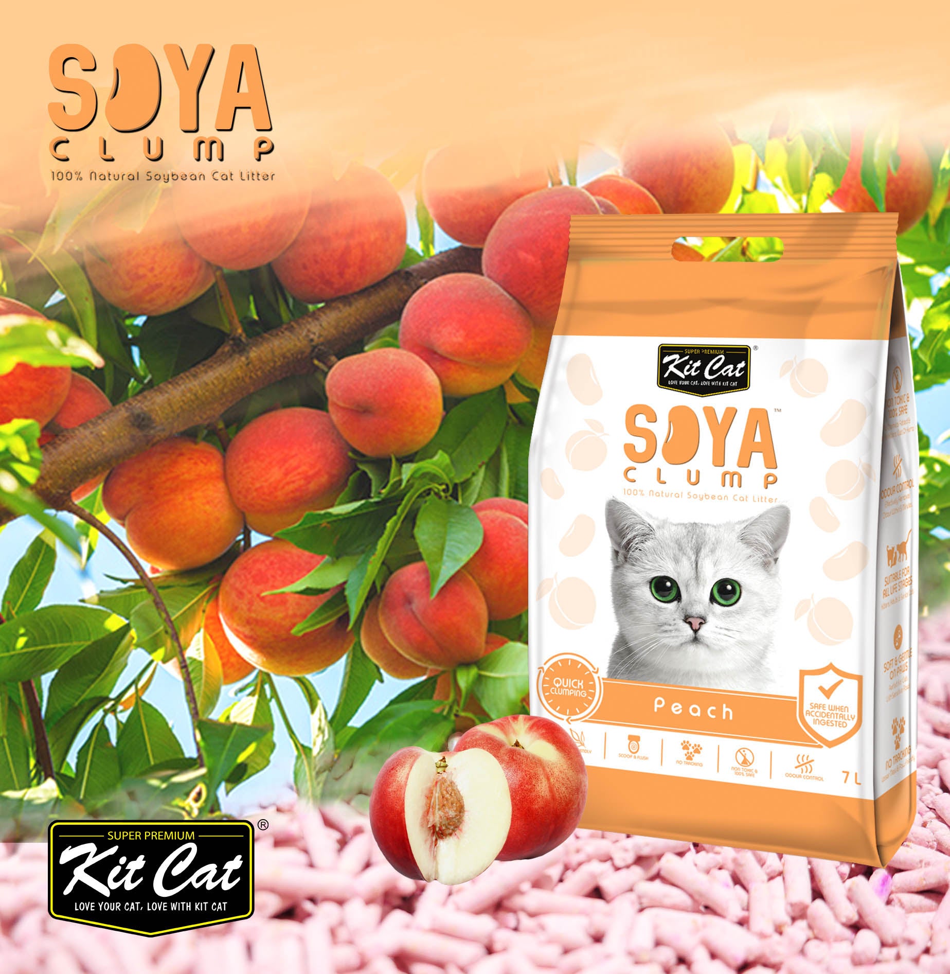 Kit Cat Soya Cat Litter - Peach (7087474442401)