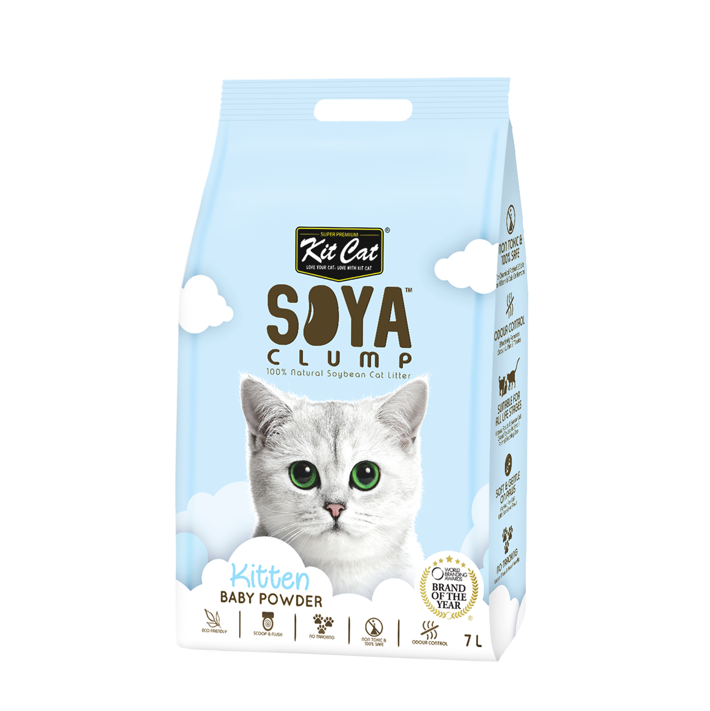 Kit Cat Soya Cat Litter - Baby Powder - 7 ltr (7867945681138)