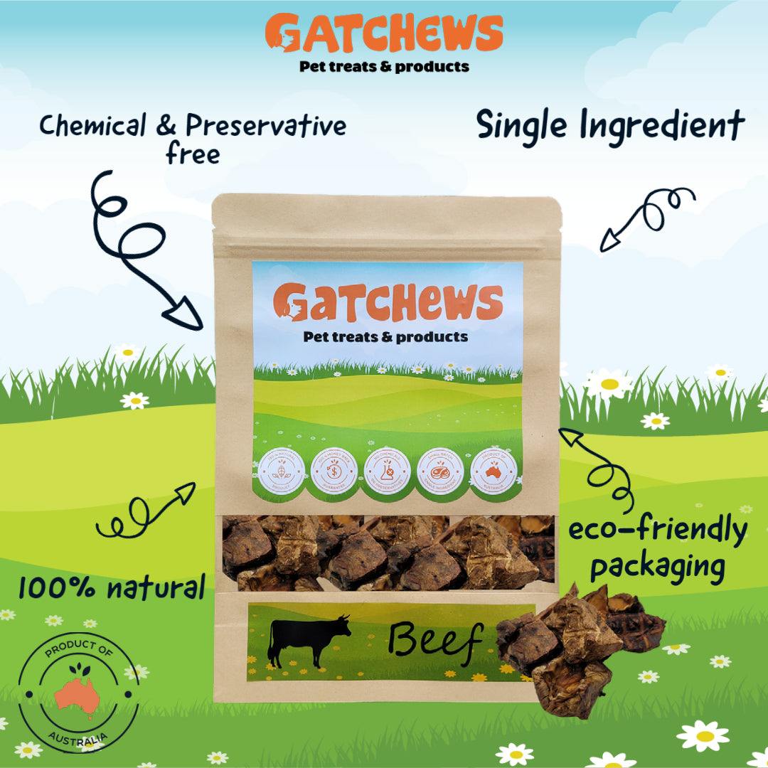 Gatchews Beef Lung Cubes Dog Treats 100g (6597334696097)