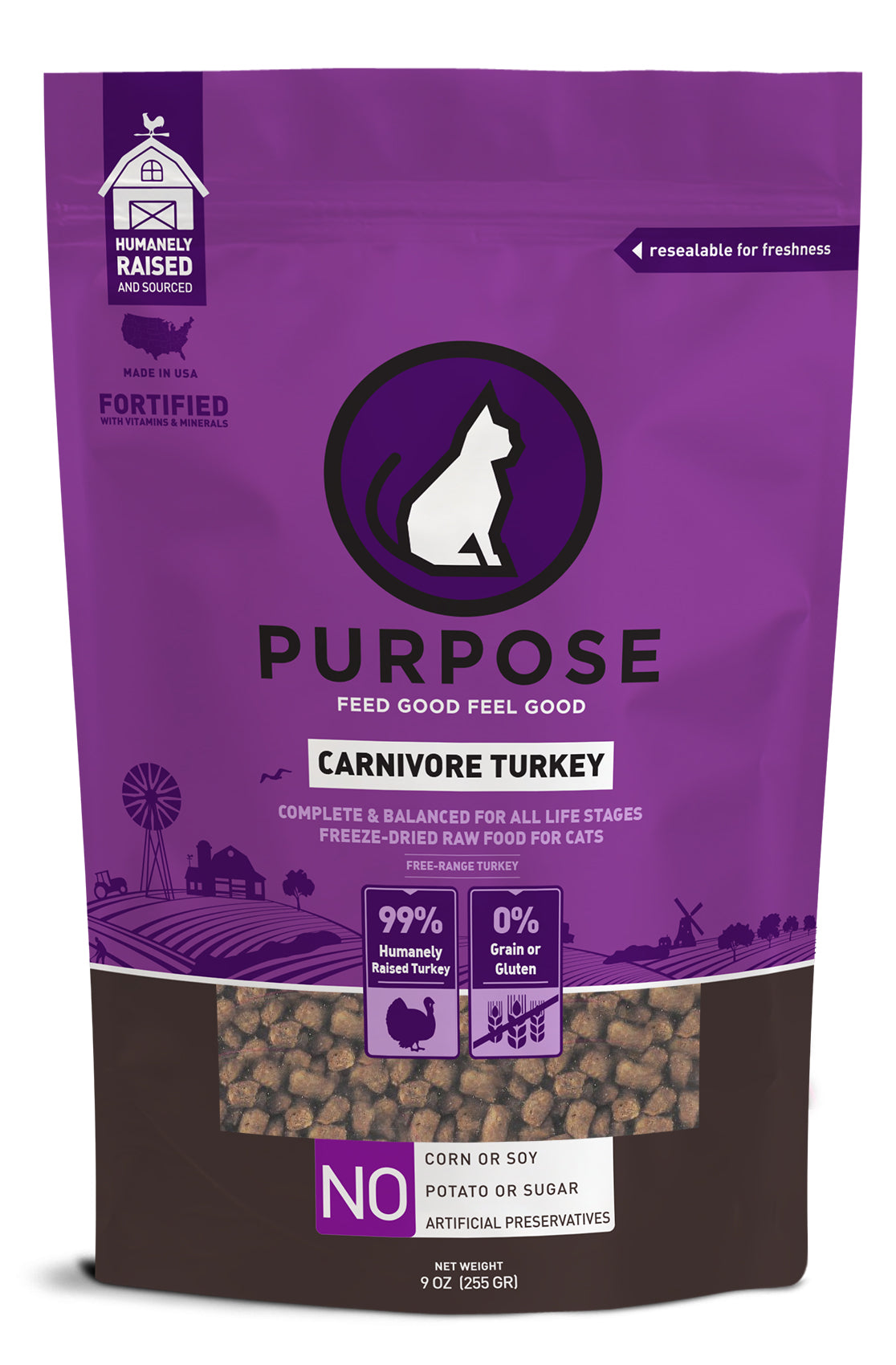 Purpose Carnivore Turkey Freeze-Dried Raw Cat Food (7499332419826)