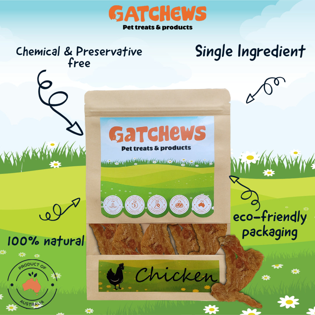 Gatchews Chicken Breast Jerky Dog & Cat Treats 100g (6072395038881)
