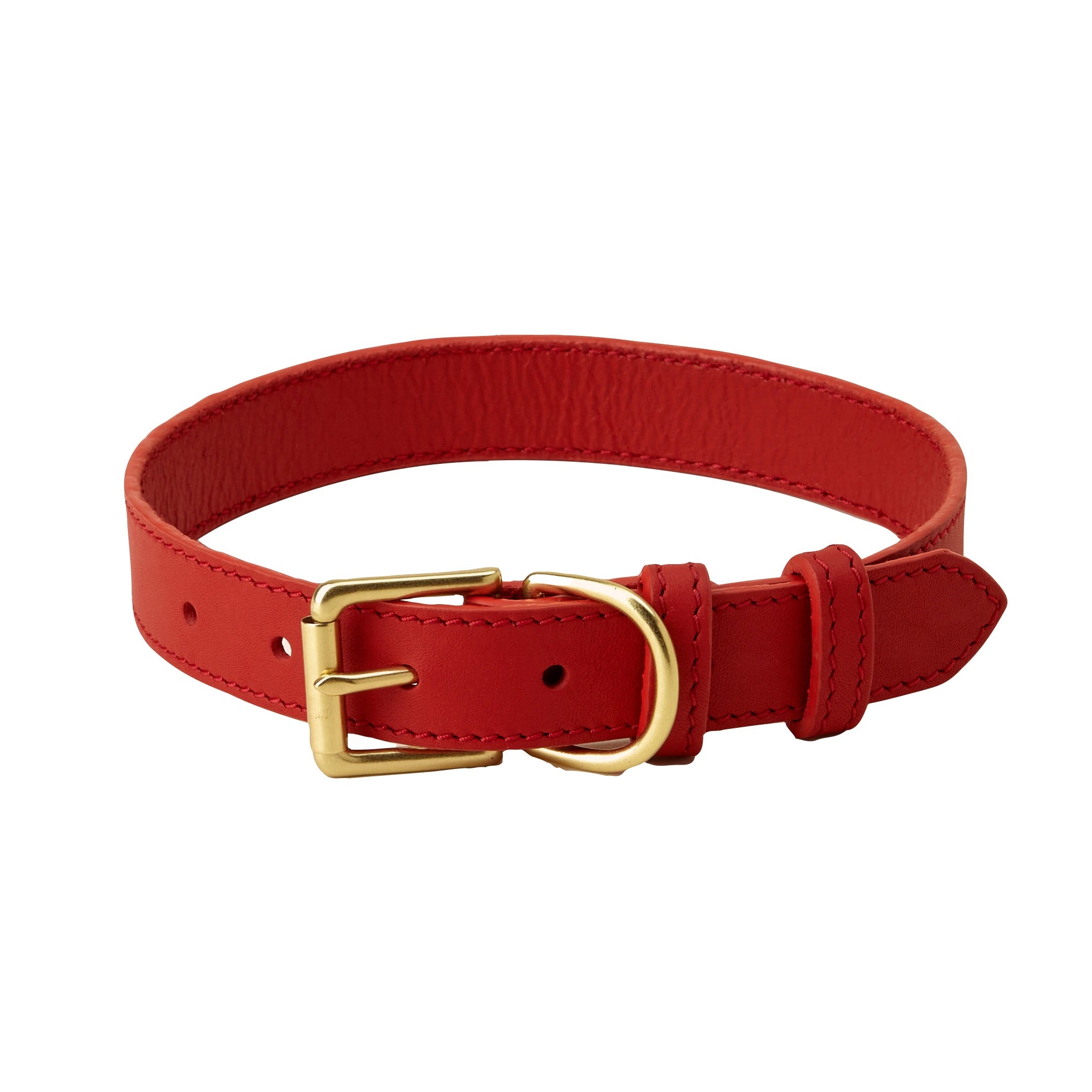 Red | Leather Adjustable Collar | Dog & Cat | Eco-Friendly | 3 Sizes ...