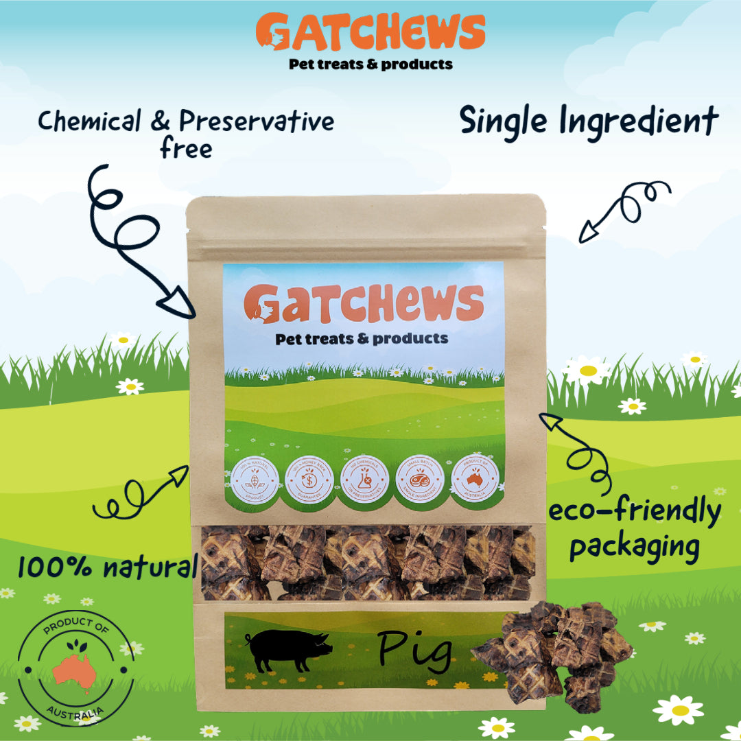 Gatchews Pork  Lung Cubes Dog Treats 100g (6722750939297)