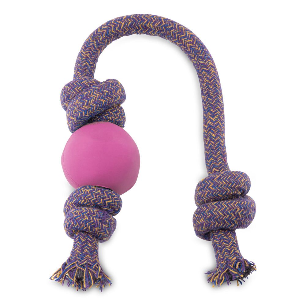 Happy Town Pets Natural rubber Ball on a cotton rope (6631115128993)