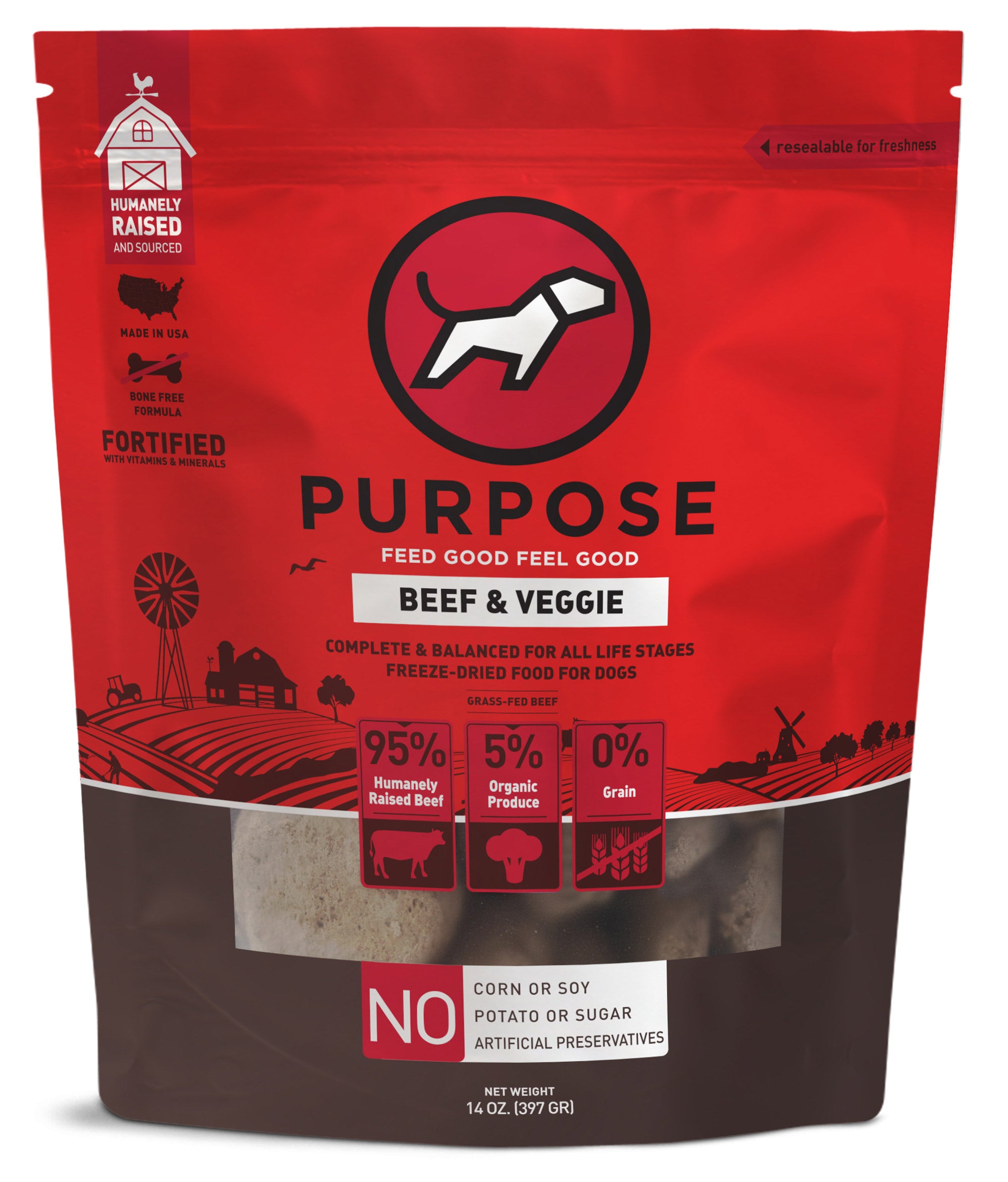 Purpose Beef & Veggie Freeze-Dried Raw Dog Food (7499279073522)