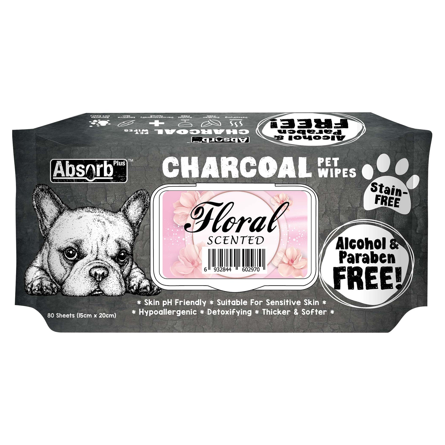 Absorb Plus Charcoal Wet Wipes - Floral (6968587616417)