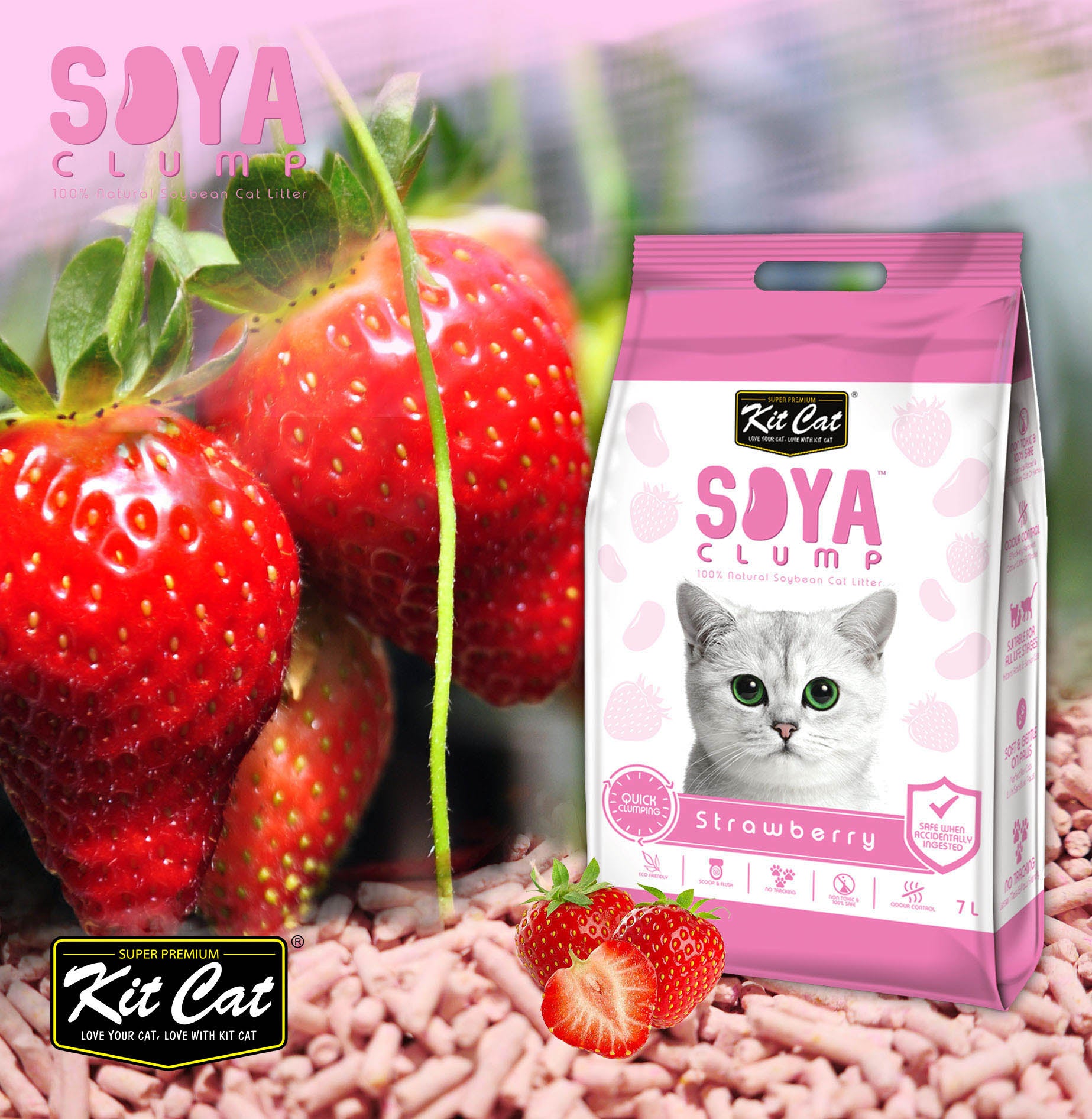 Kit Cat Soya Cat Litter - Strawberry (7087436103841)