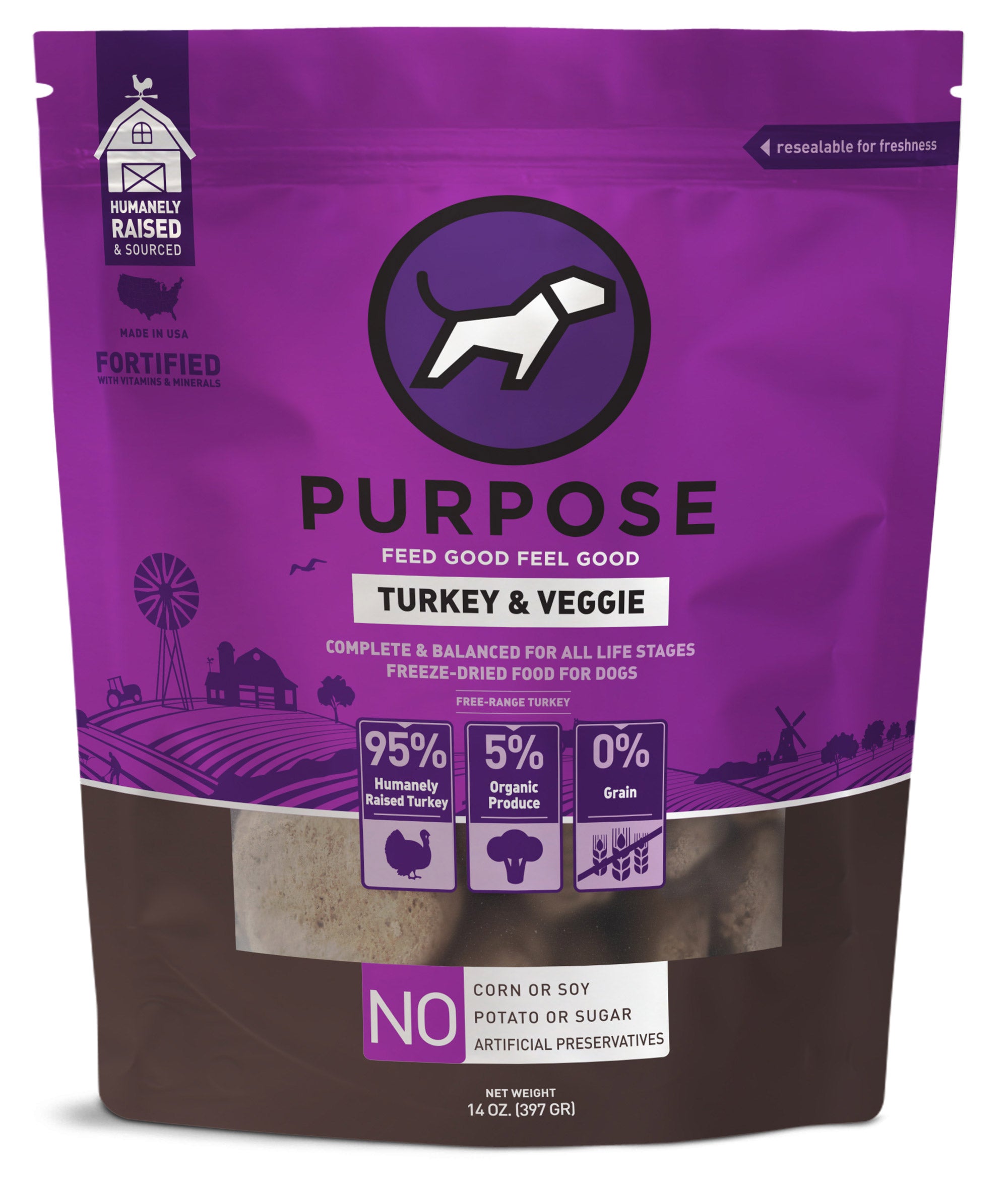 Purpose Turkey & Veggie Freeze-Dried Raw Dog Food (7499313119474)